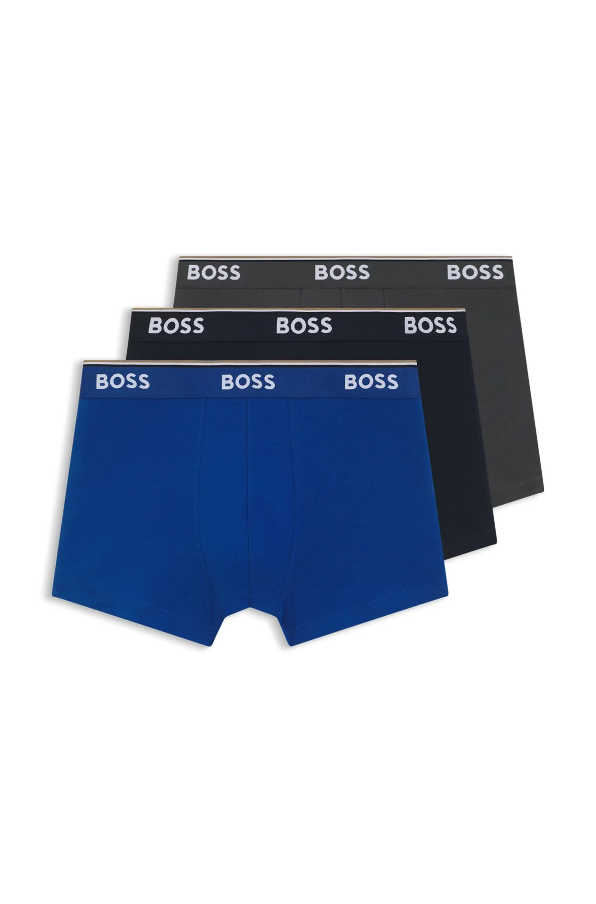 THREE-PACK OF STRETCH-COTTON TRUNKS WITH LOGO WAISTBANDS - 1