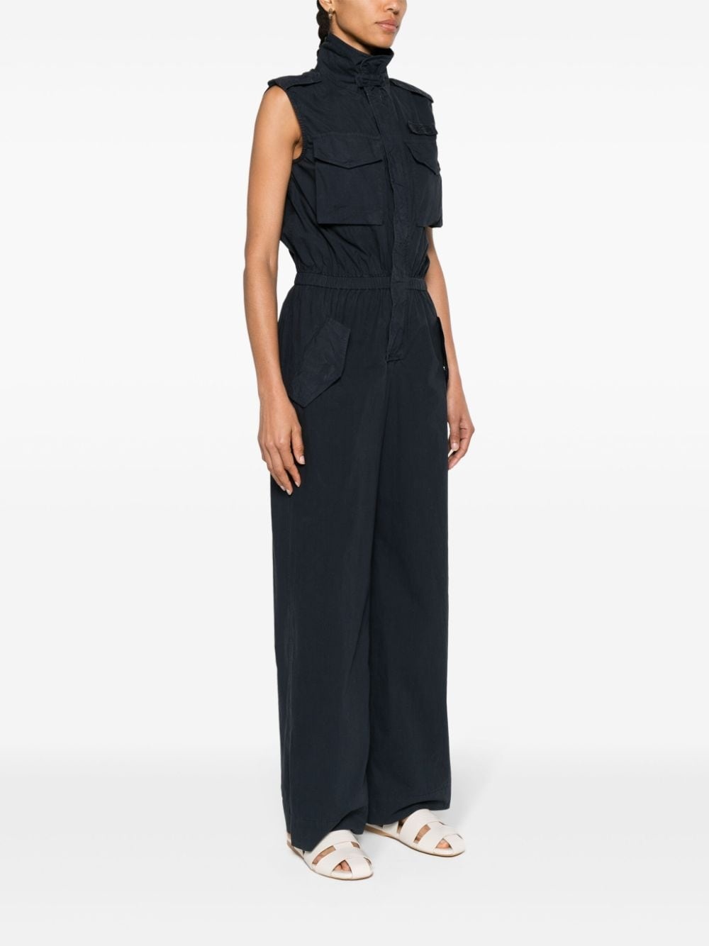 spread-collar cotton jumpsuit - 3