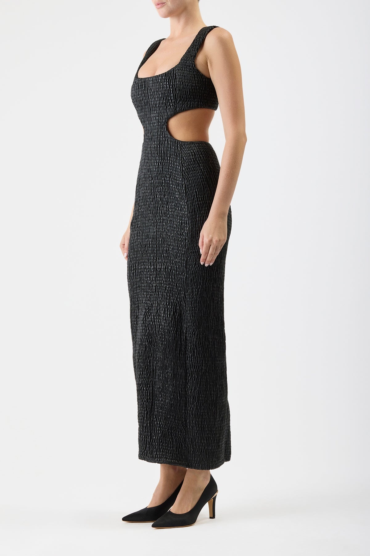 Gal Dress in Shirred Leather - 4