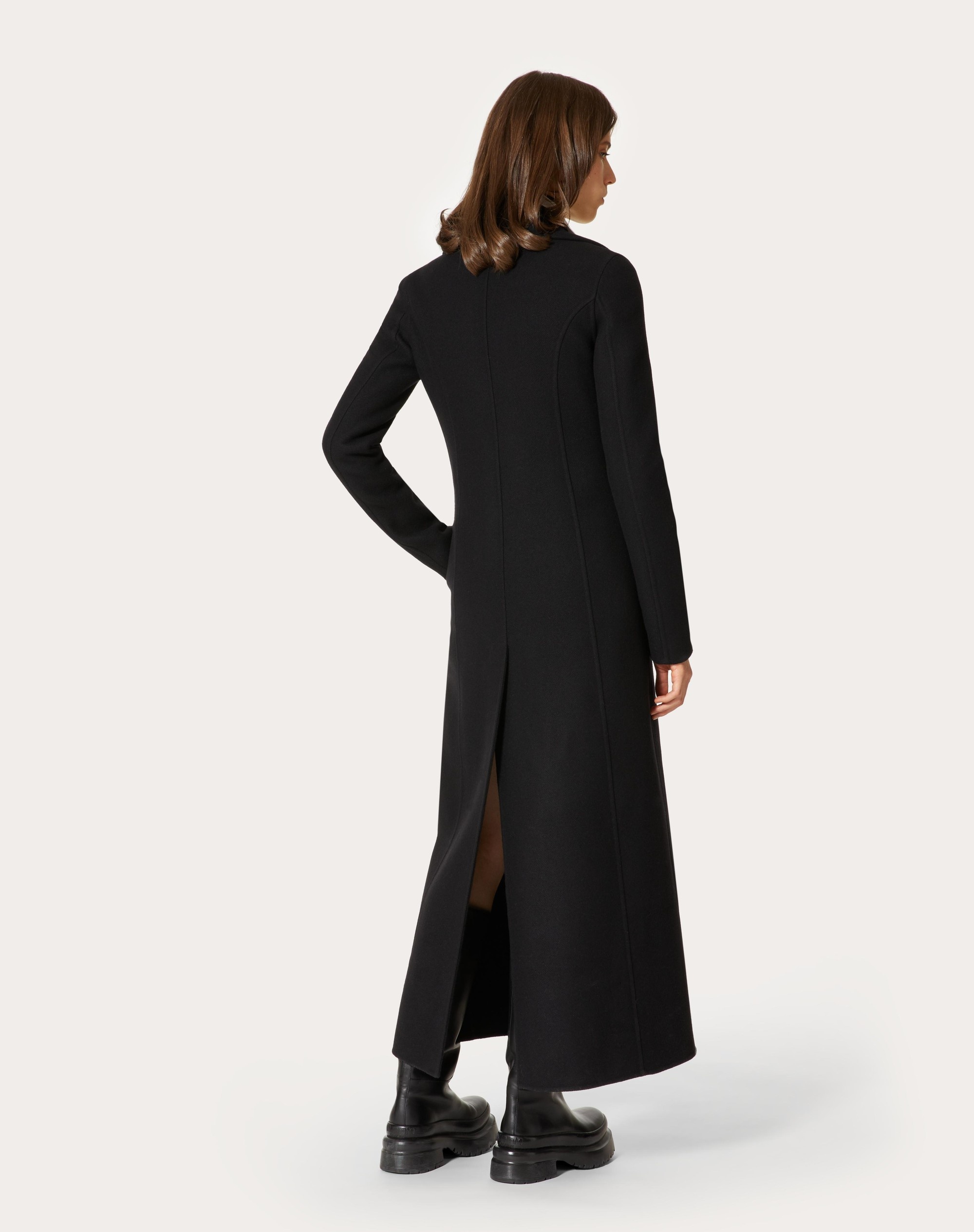 DIAGONAL DOUBLE WOOL LONG COAT - 4