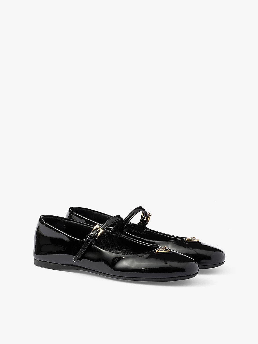 Brand-plaque patent-leather Mary Jane flats - 3