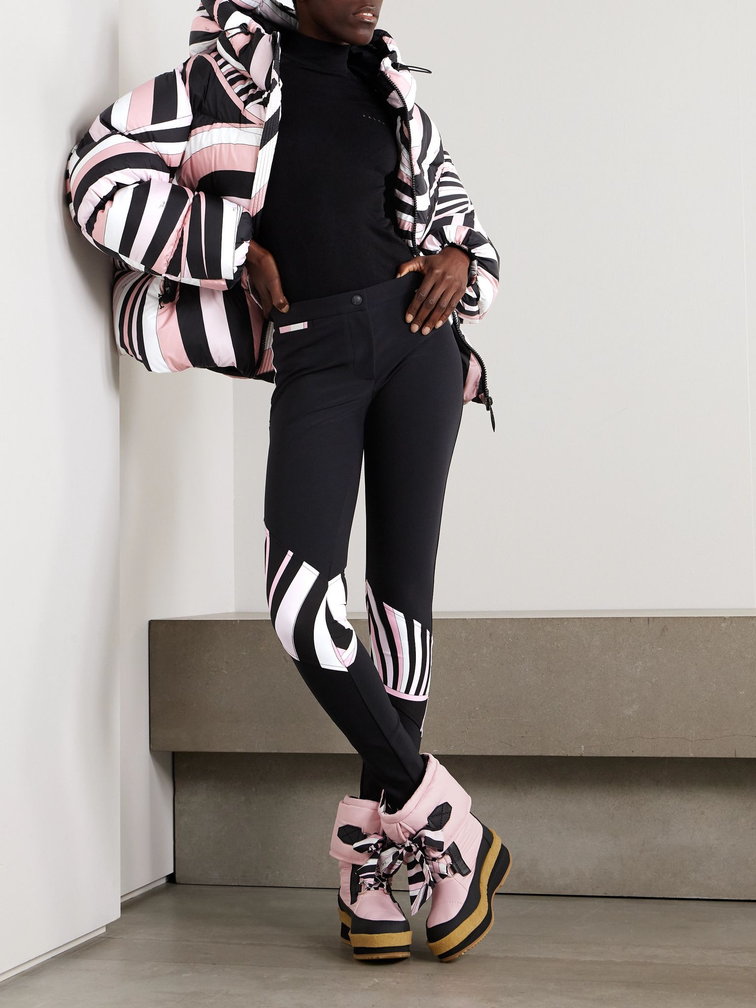 Paneled printed stretch-shell ski pants Black - 2