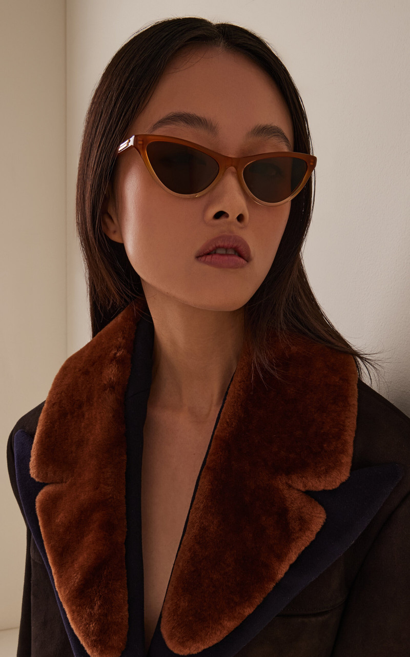 Bottega Veneta Cat-Eye Acetate Sunglasses brown outlook