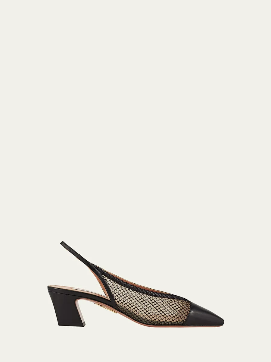 Margot Net Mesh Slingback Pumps - 1