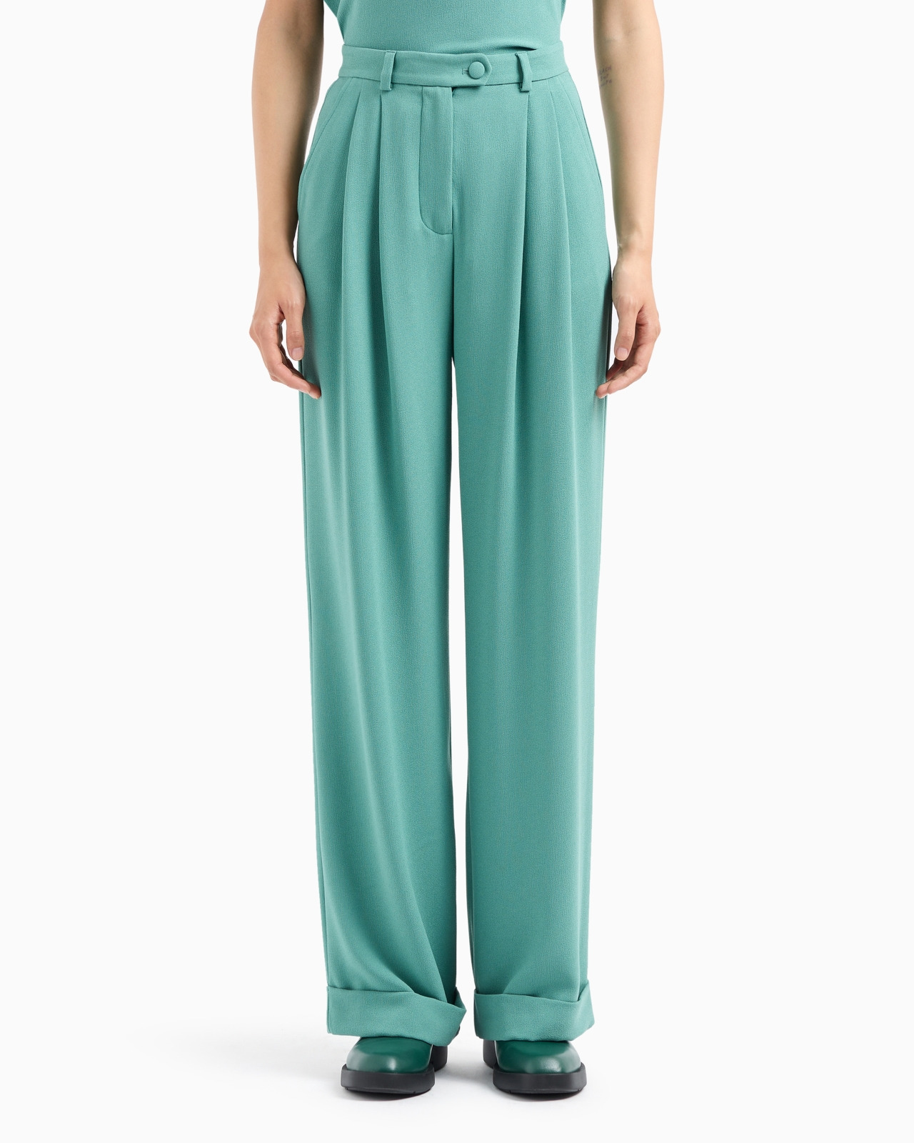 Sablé stretch fabric trousers with pleats - 2
