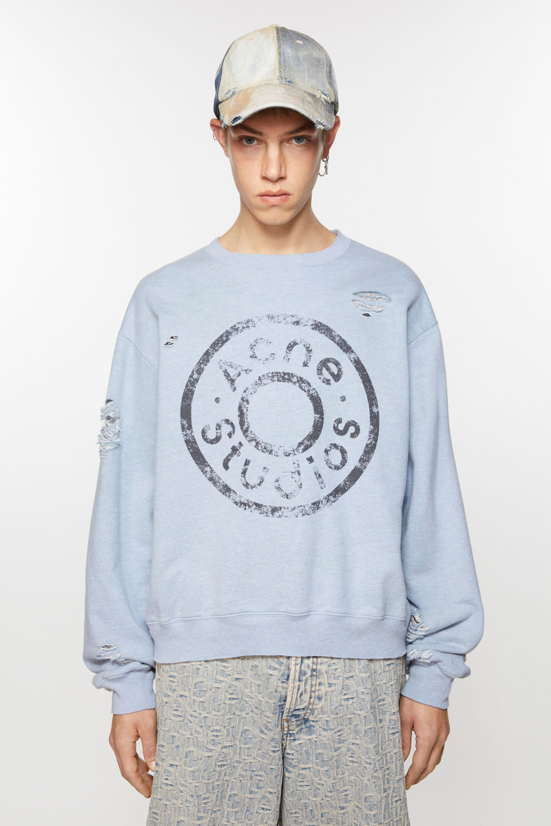 Acne Studios Sweater logo print distressed - Blue melange outlook