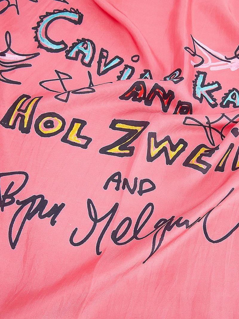Holzweiler Holzweiler x Caviar Kaspia x Bjarne Melgaard fringed silk scarf outlook