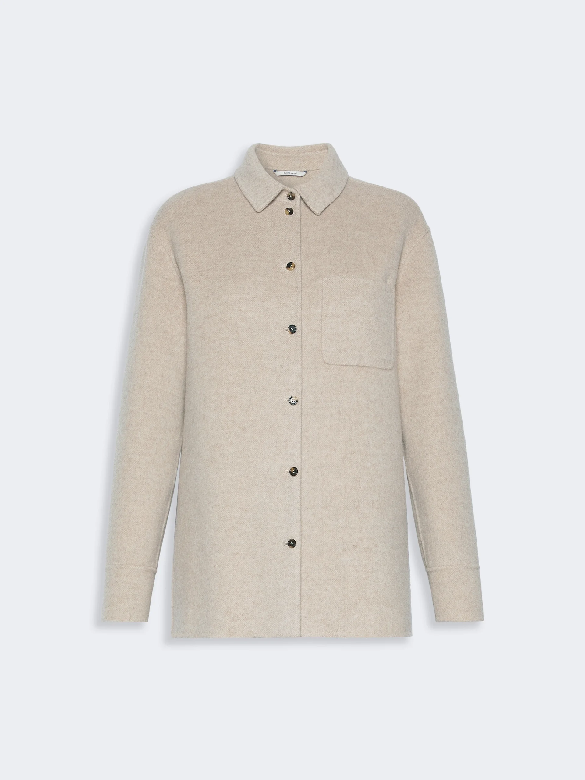 COBALTO Wool and cashmere broadcloth jacket - SAND - 1