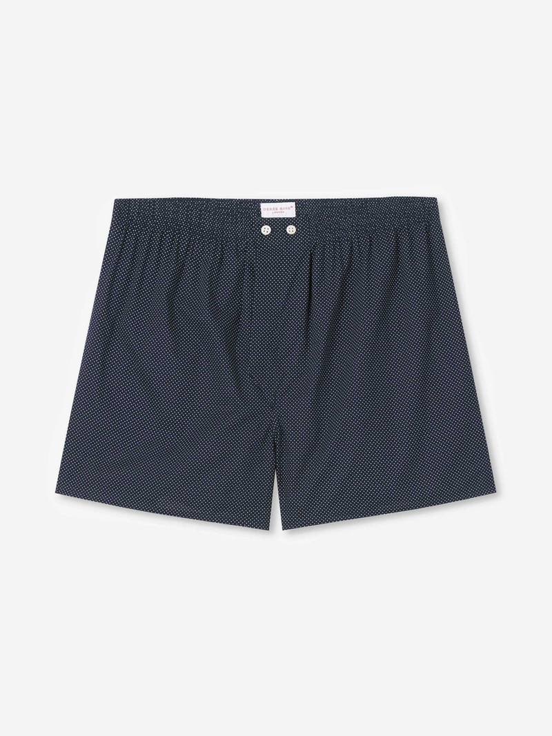 Derek Rose Men's Classic Fit Boxers Plaza 21 Cotton Batiste Navy outlook