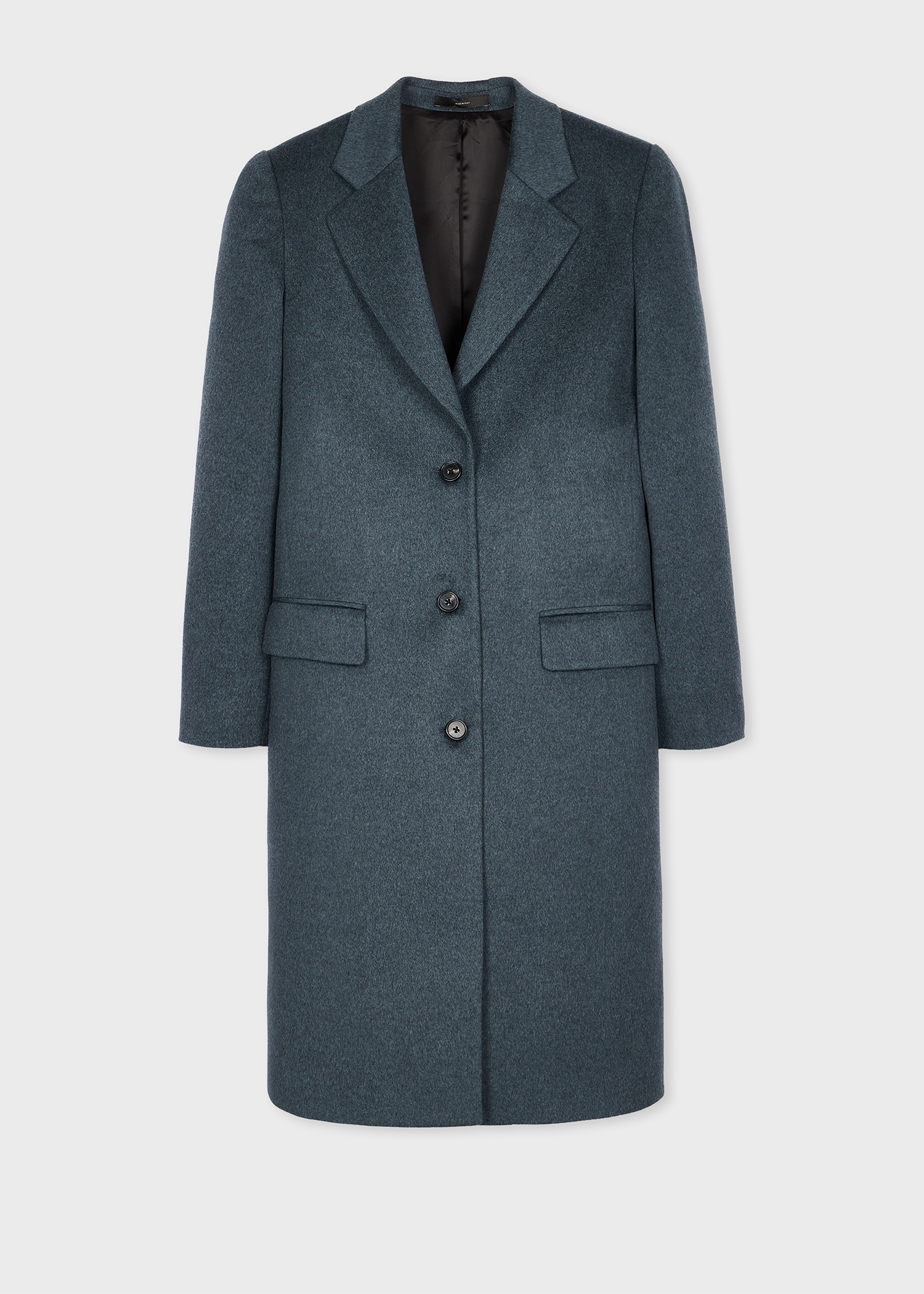 Women's Blue Melange Wool-Cashmere Epsom Coat - 1