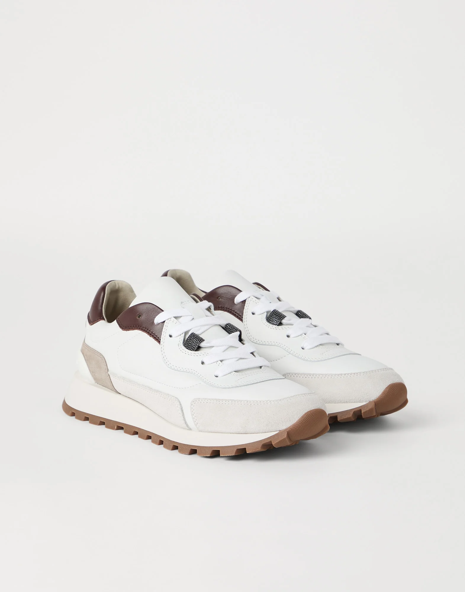 Calfskin and suede runners with shiny details - 1