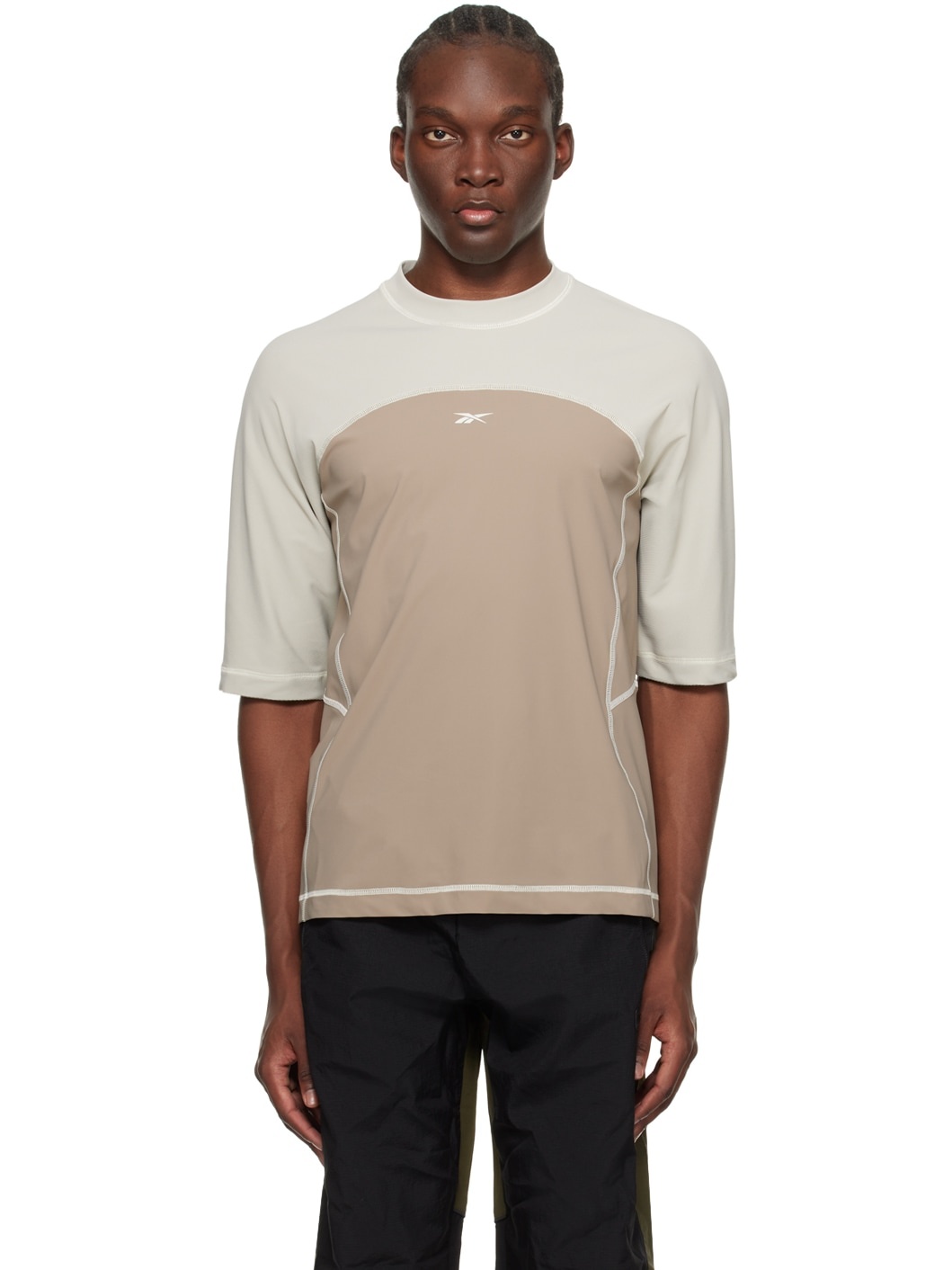 Beige Ribbed Training T-Shirt - 1