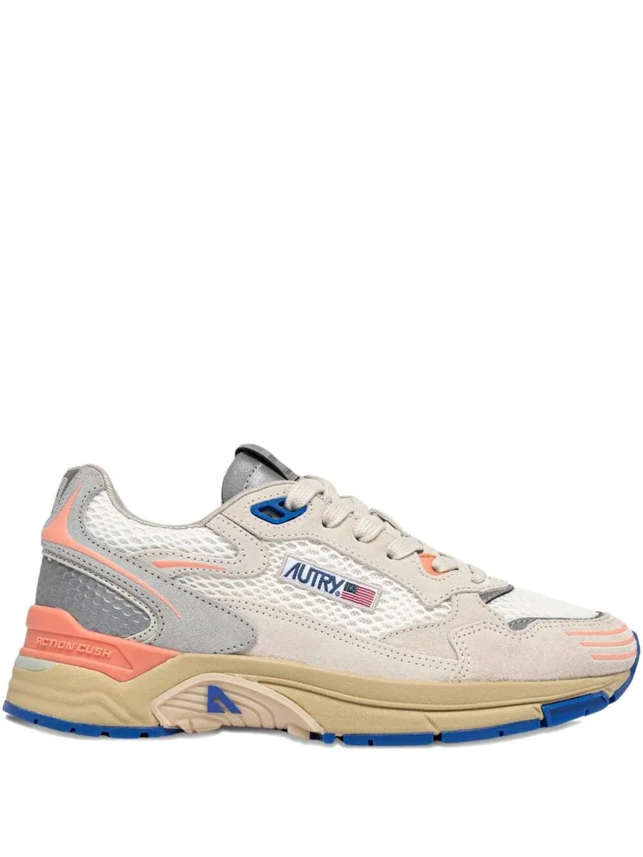 Autry Hyperway Sneakers In White And Peach Suede And Mesh Shoes - 1