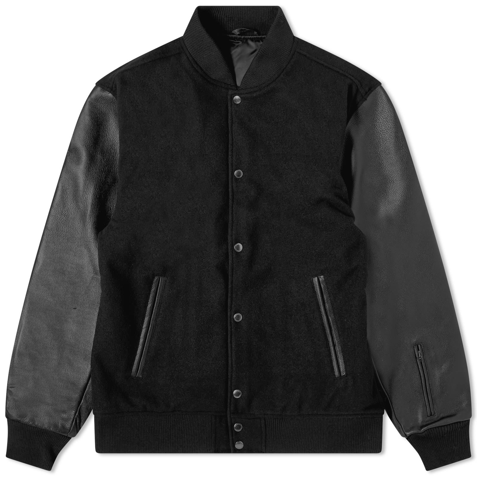SOPHNET. Leather Sleeve Varsity Jacket - 1