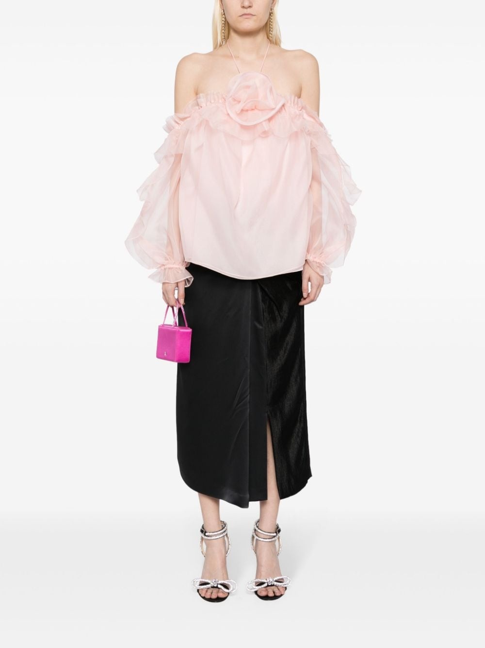 floral-appliquÃ© ruffled blouse - 2