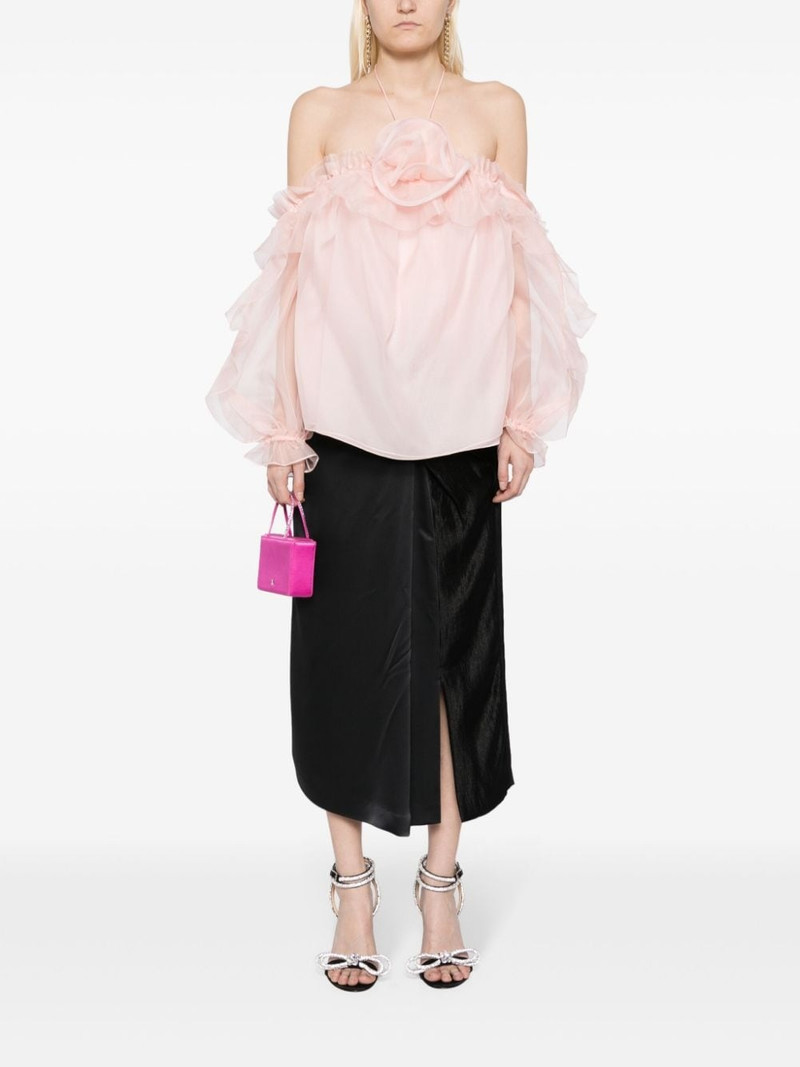 CAROLINA HERRERA floral-appliquÃ© ruffled blouse outlook
