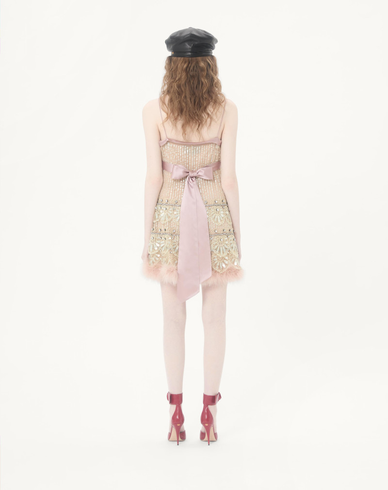 TULLE ILLUSIONE EMBROIDERED SHORT DRESS 7
