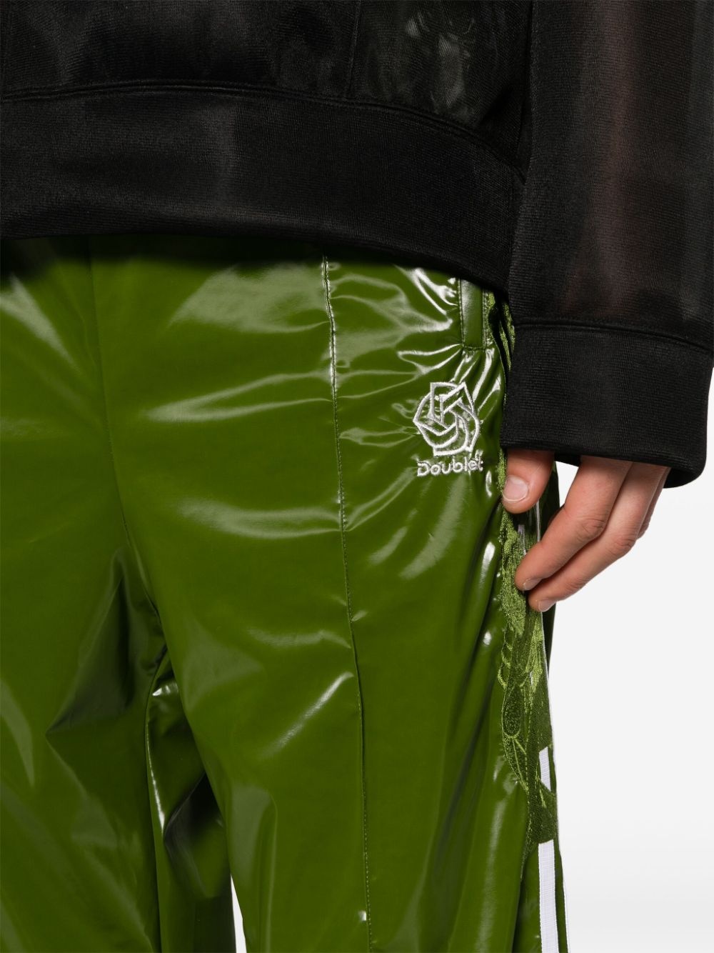 Laminate Track embroidered track pants - 5