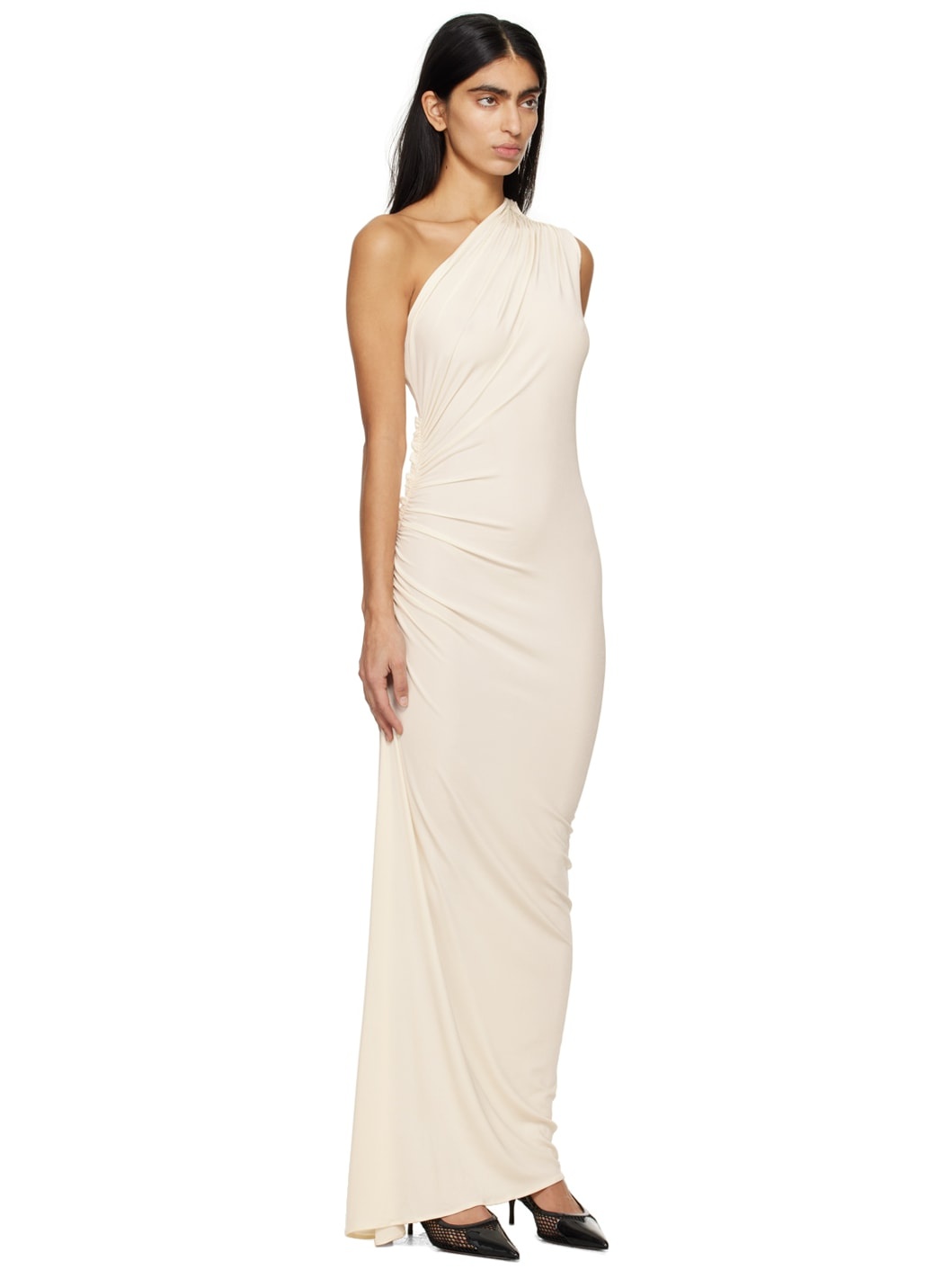 Off-White Single-Shoulder Maxi Dress - 2