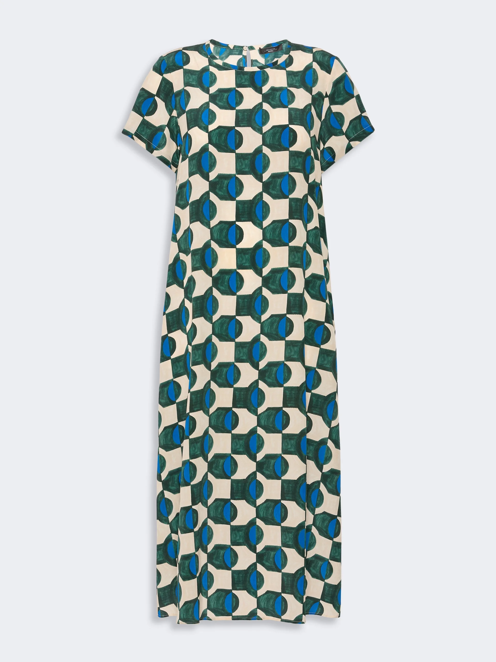 VINCI Printed silk T-shirt dress - DARK GREEN - 1