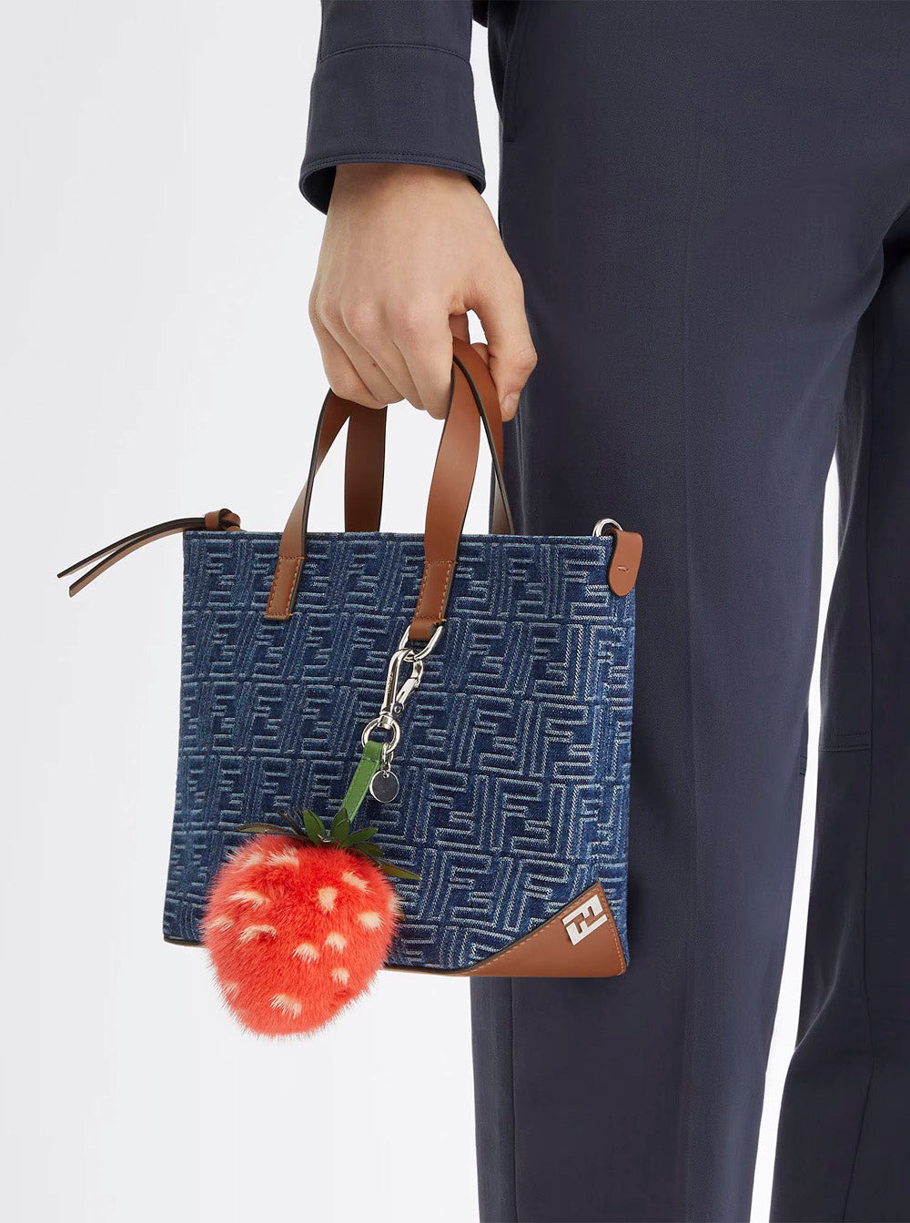 Fendi Men Blue Shopper With Top Handles And All-Over Ff Motif In Cotton Man - 5