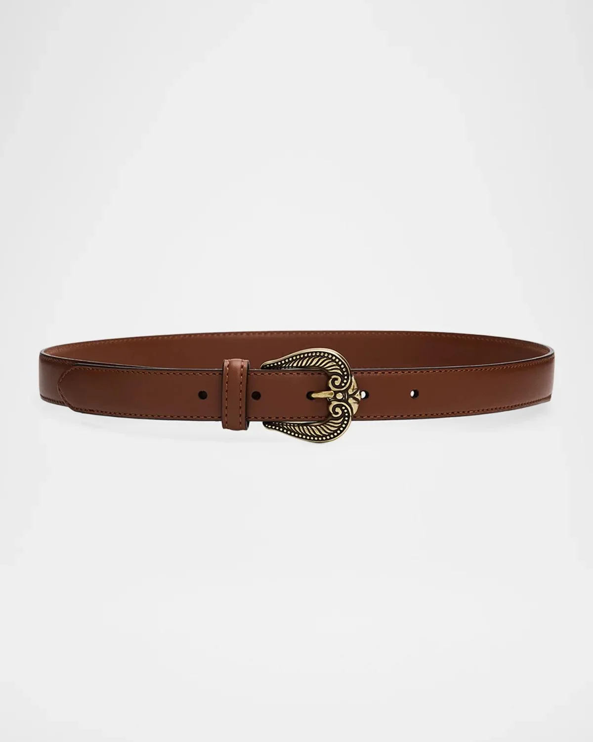 Leather Belt with Paisley Buckle - 1