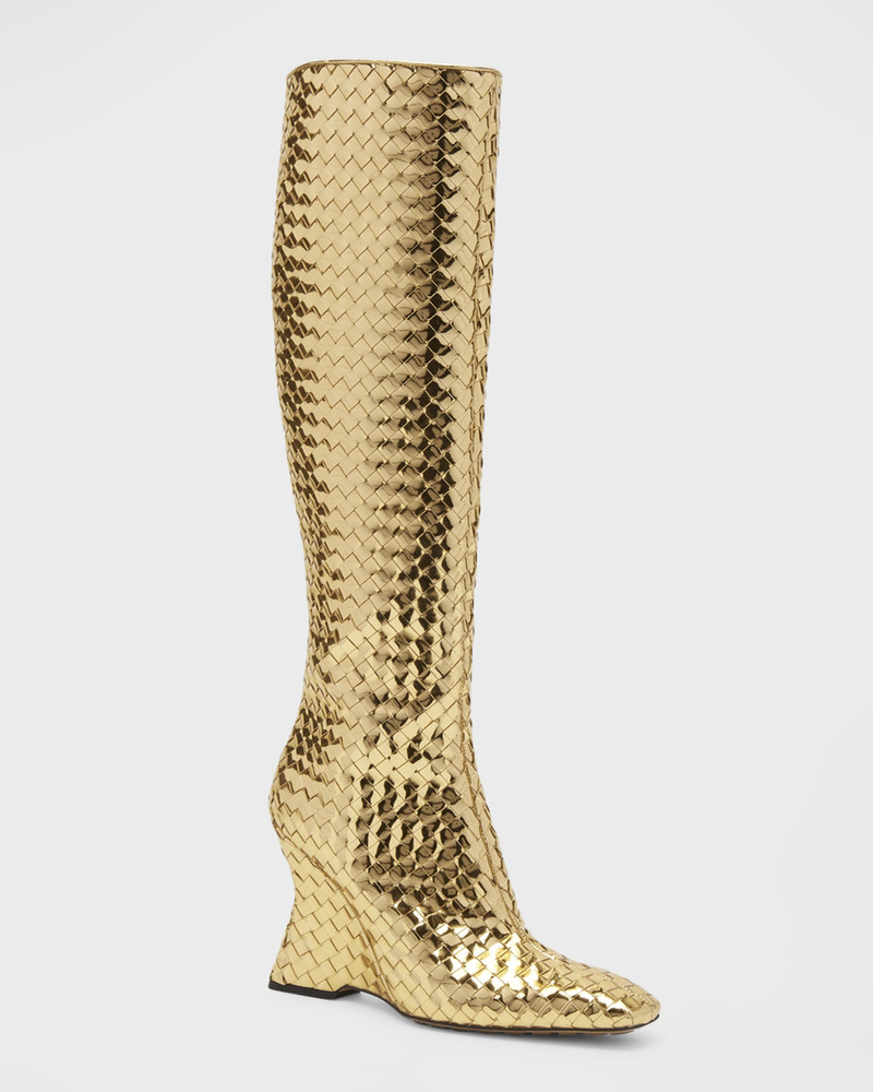 Comet Woven Mirror Leather Knee-High Boots 4