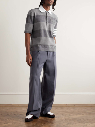 Thom Browne Striped Textured-Cotton Polo Shirt outlook