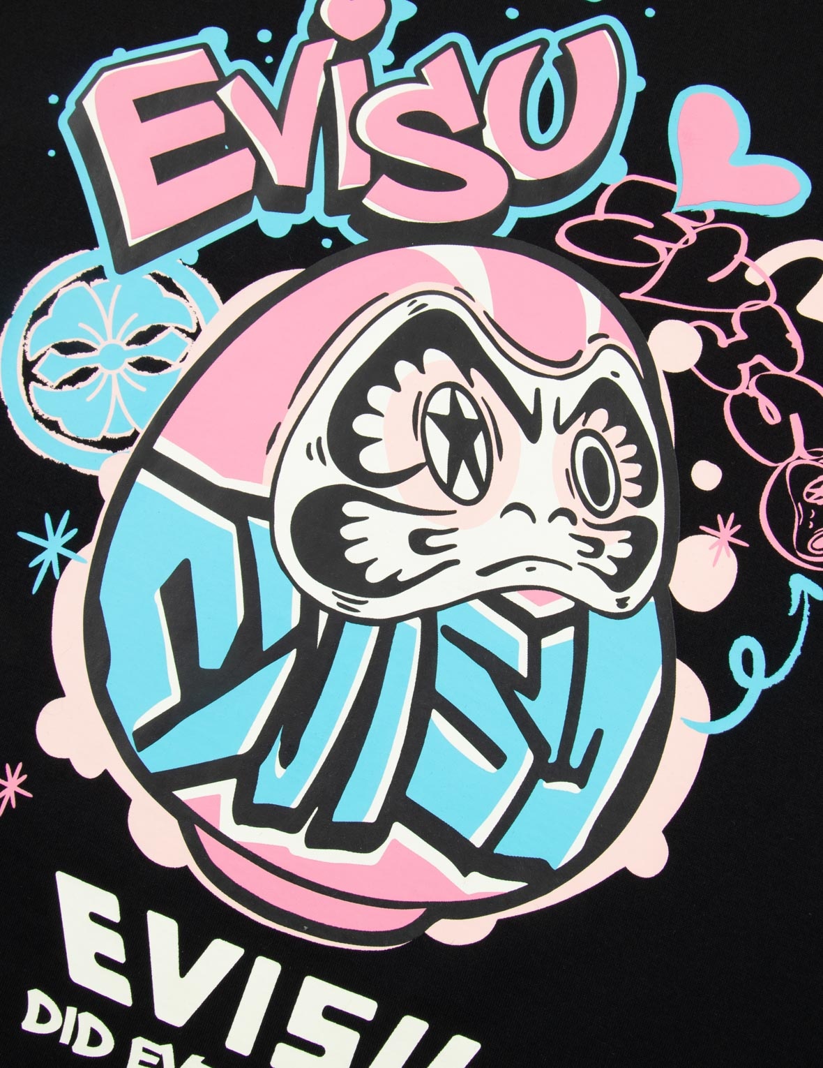 GRAFFITI DARUMA PRINT BOYFRIEND T-SHIRT - 8