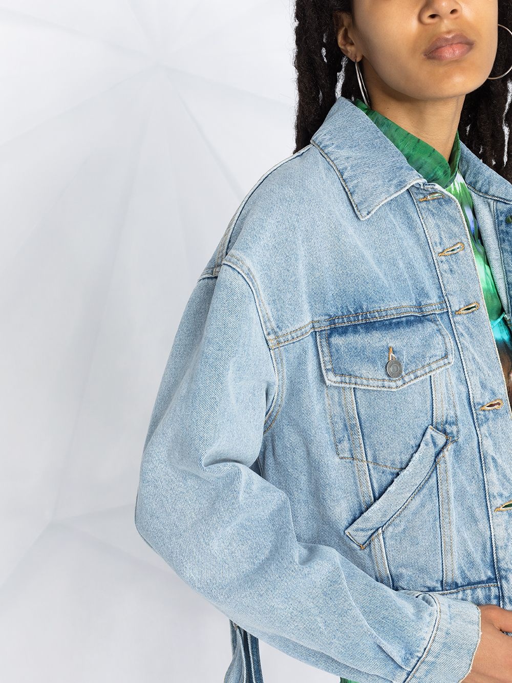 dungaree detail denim jacket - 3