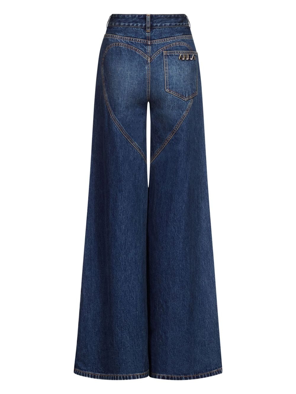 Crystal Heart Charm wide-leg jeans - 6