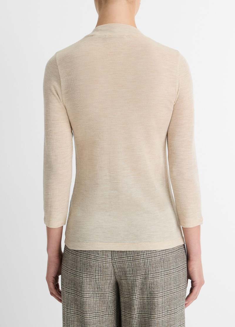 Wool Three-Quarter-Sleeve Mock-Neck Top 4