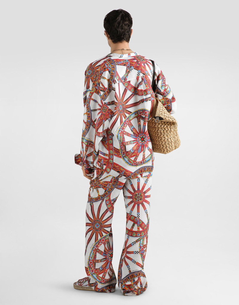 Carretto-print linen shirt 3