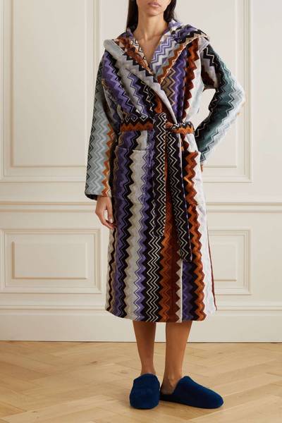 Missoni Giacomo striped hooded belted cotton-terry robe outlook