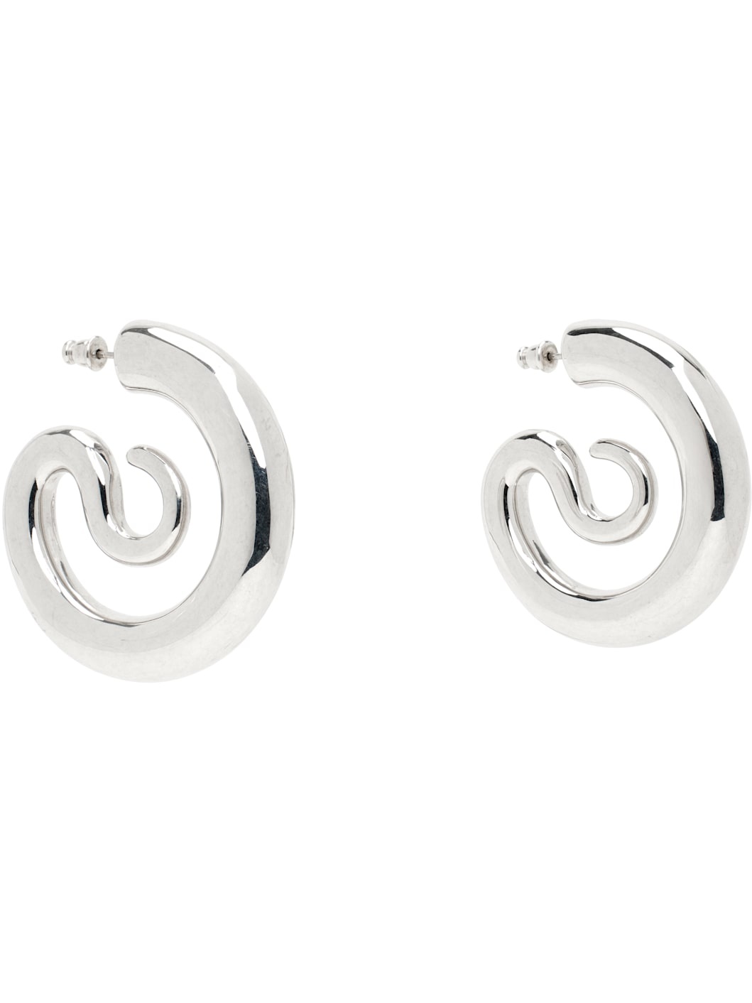 Silver Serpent Hoops Medium Earrings - 2