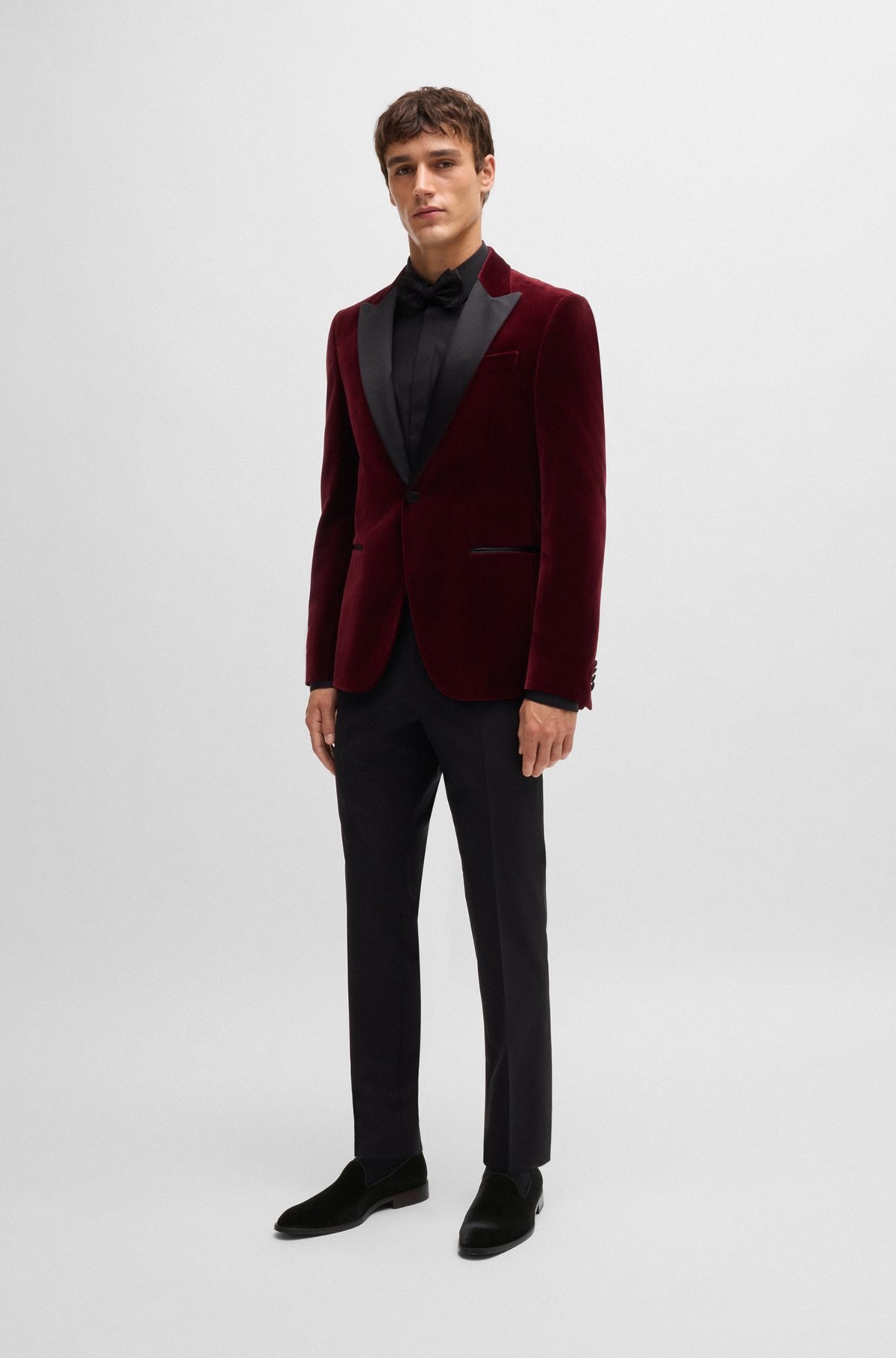 VELVET SLIP-ON LOAFERS WITH LEATHER TRIMS - 3
