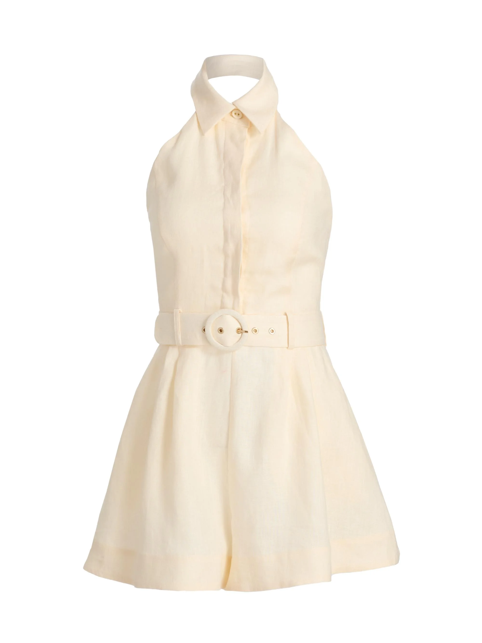 Women's Awaken Halterneck Linen Romper - Cream - 1