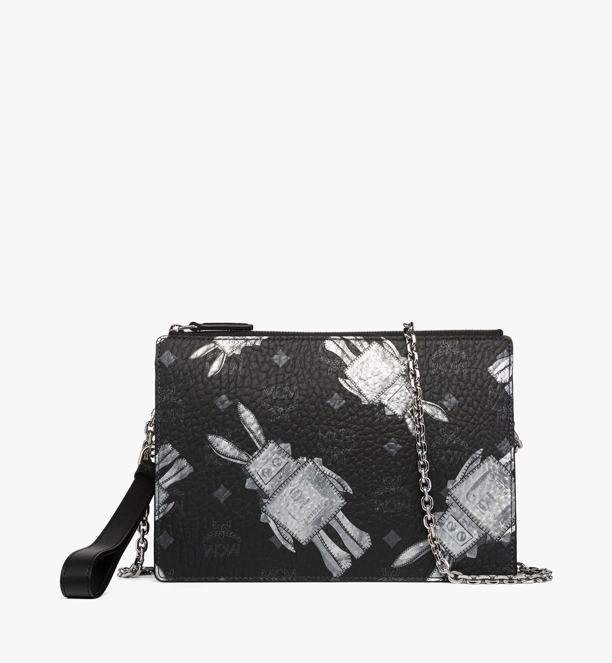Wristlet Standing Pouch w/ Chain Strap in Rabot Visetos - 1