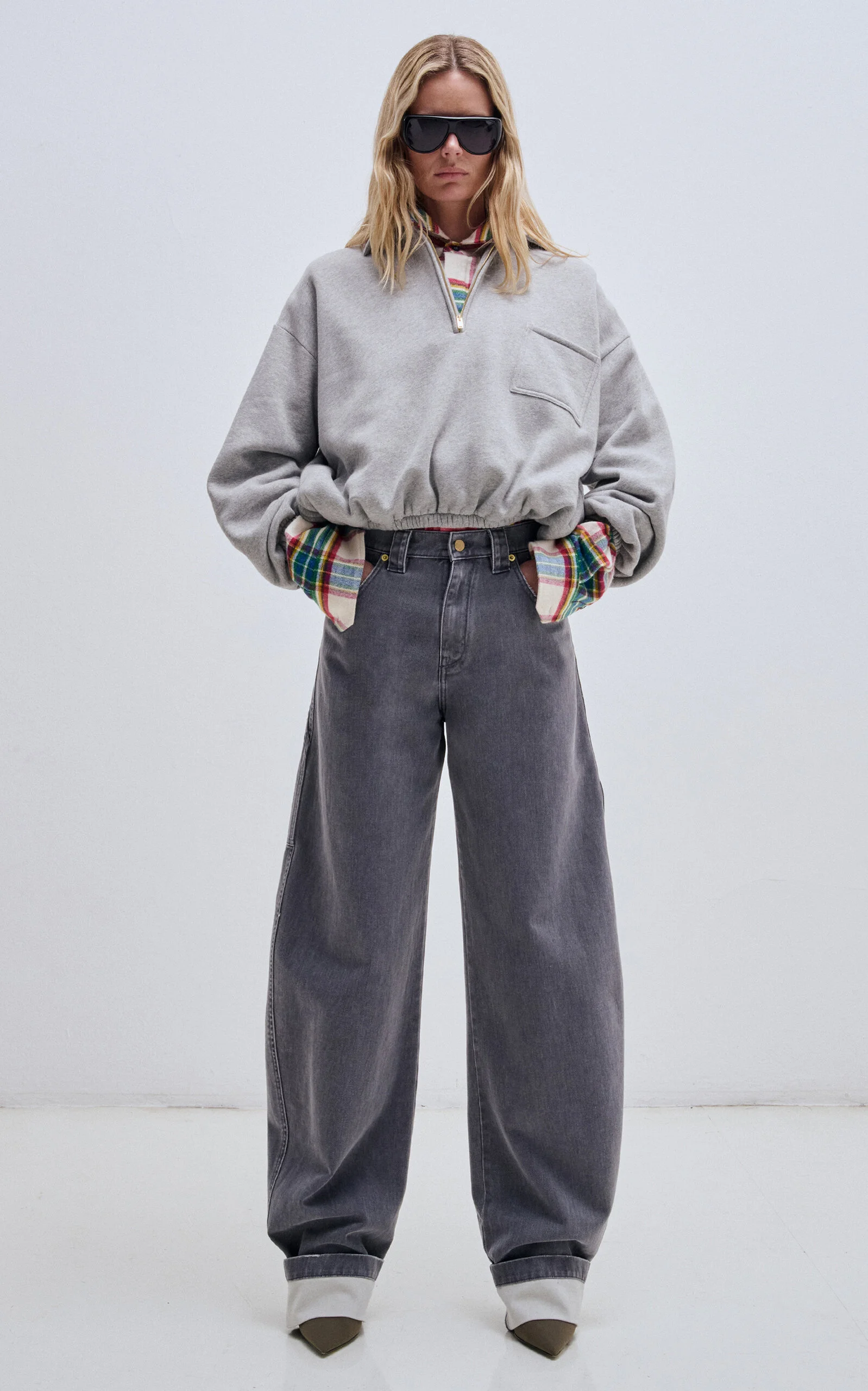 Alva Cotton Cropped Sweatshirt grey - 1