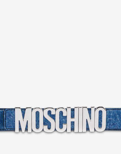 Moschino DENIM PRINT NAPPA LEATHER BELT outlook