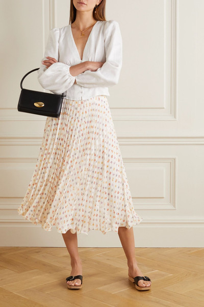 See by Chloé Ruffled lace-trimmed pleated floral-print voile midi skirt outlook