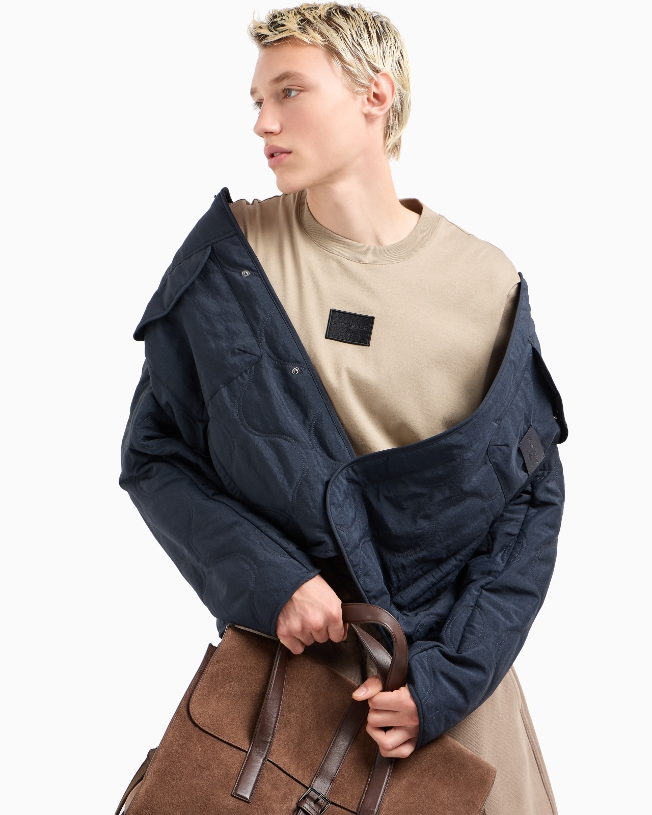 TWO-TONE WAVE MOTIF QUILTED NYLON BLOUSON - 6