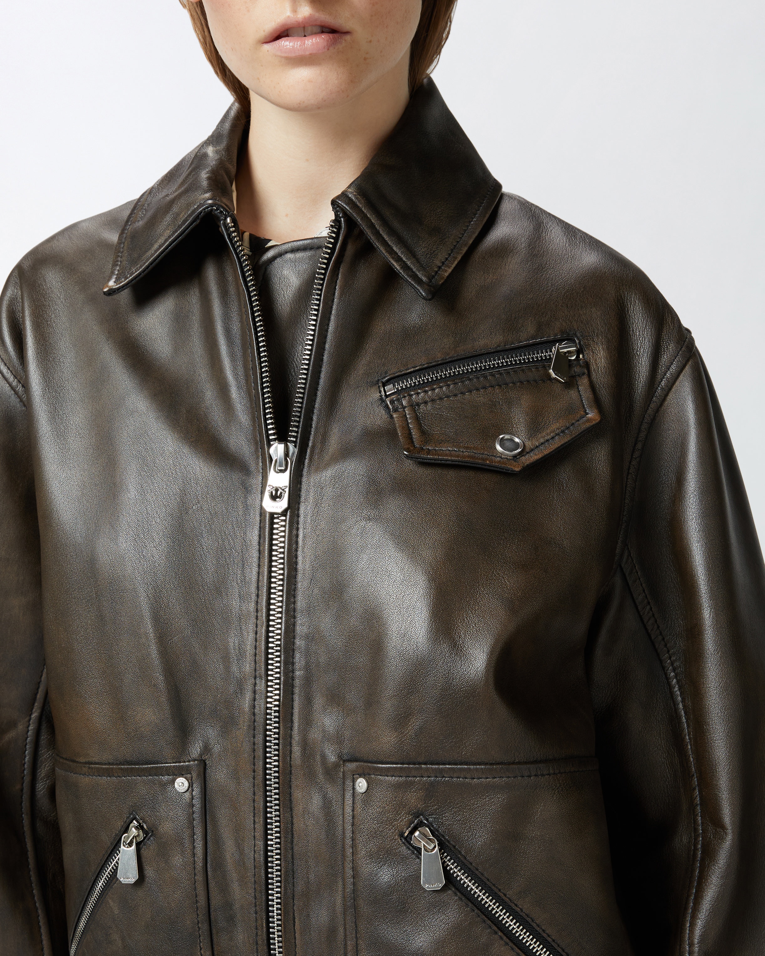 OLD-EFFECT LEATHER JACKET - 4