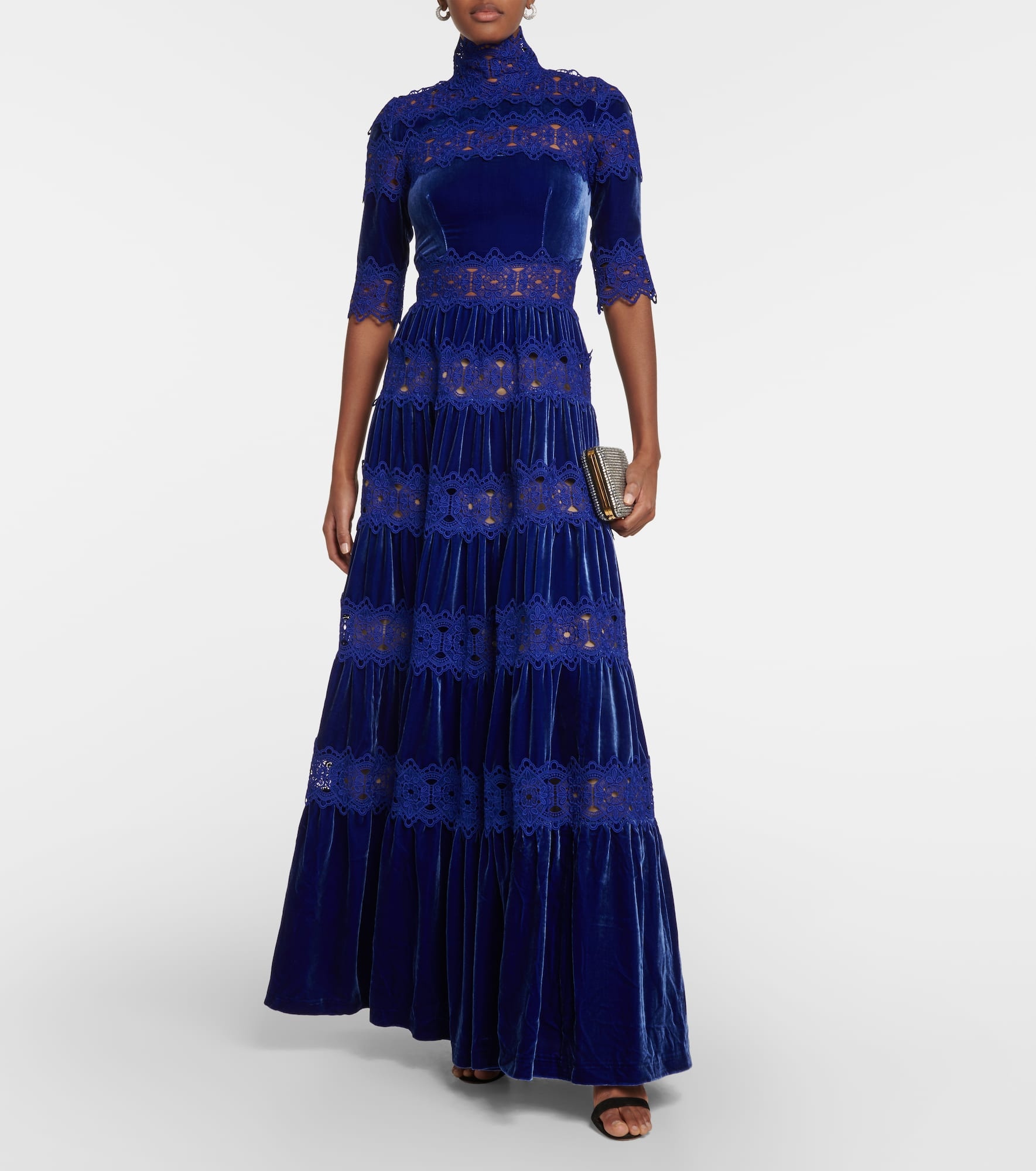 Lissie lace, silk, and velvet gown - 2