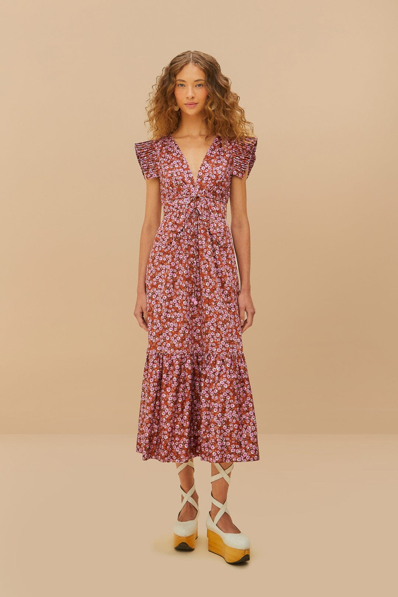 Brown Tiny Yard Butterfly Midi Dress 1