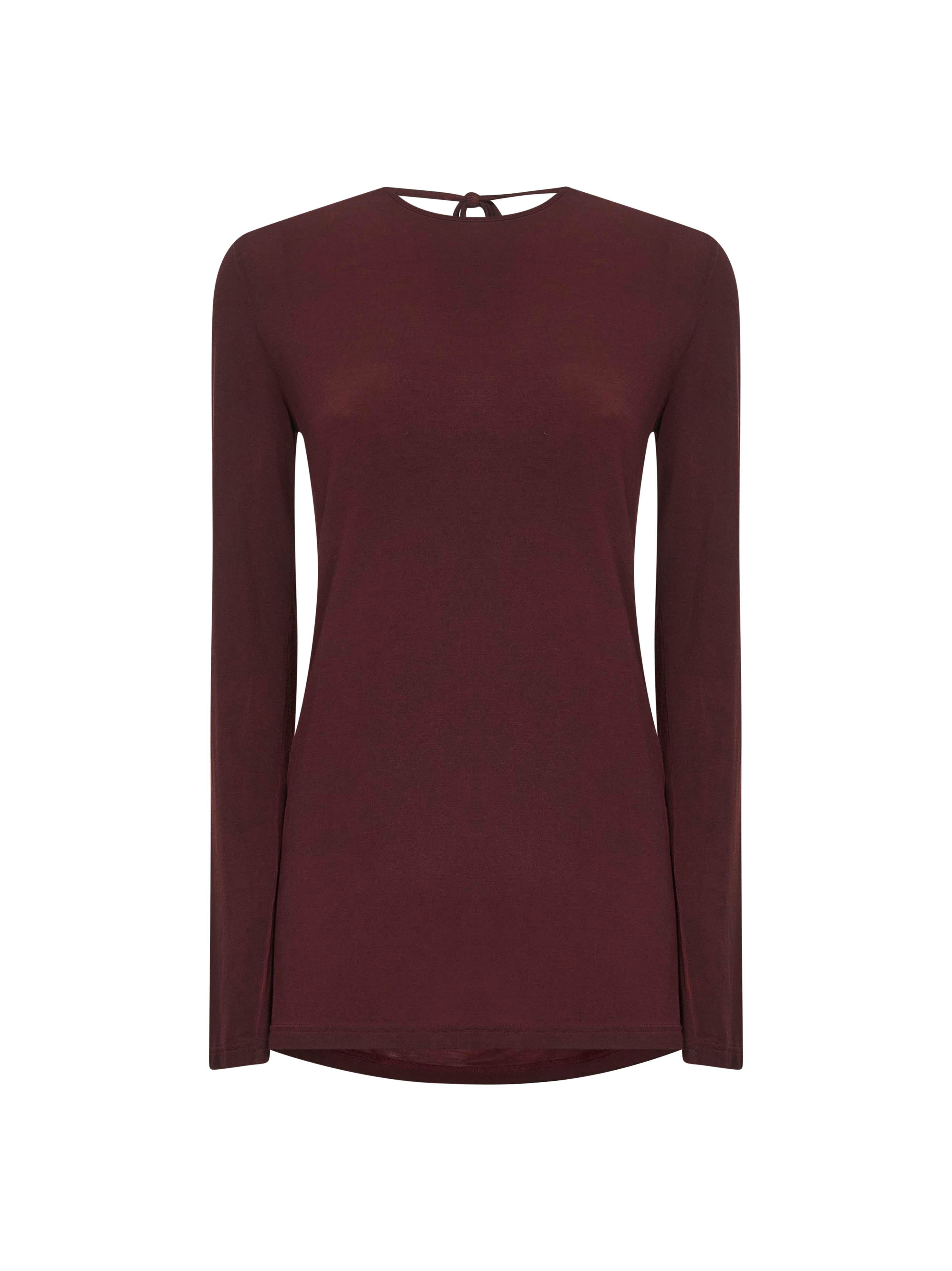 Dark red stretch jersey blouse - 1