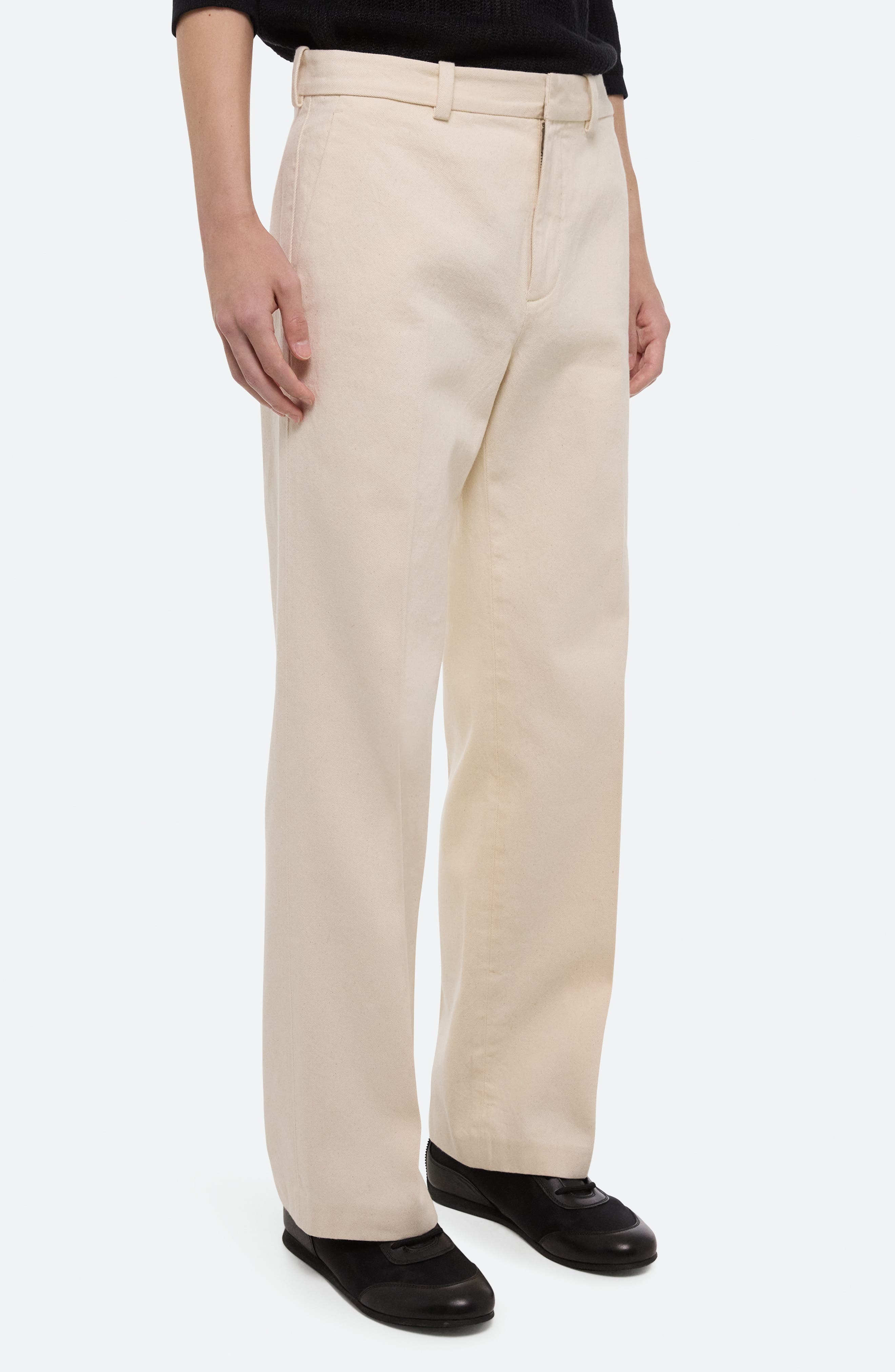 Helmut Lang Organic Cotton Straight Leg Pants in Ecru - 3