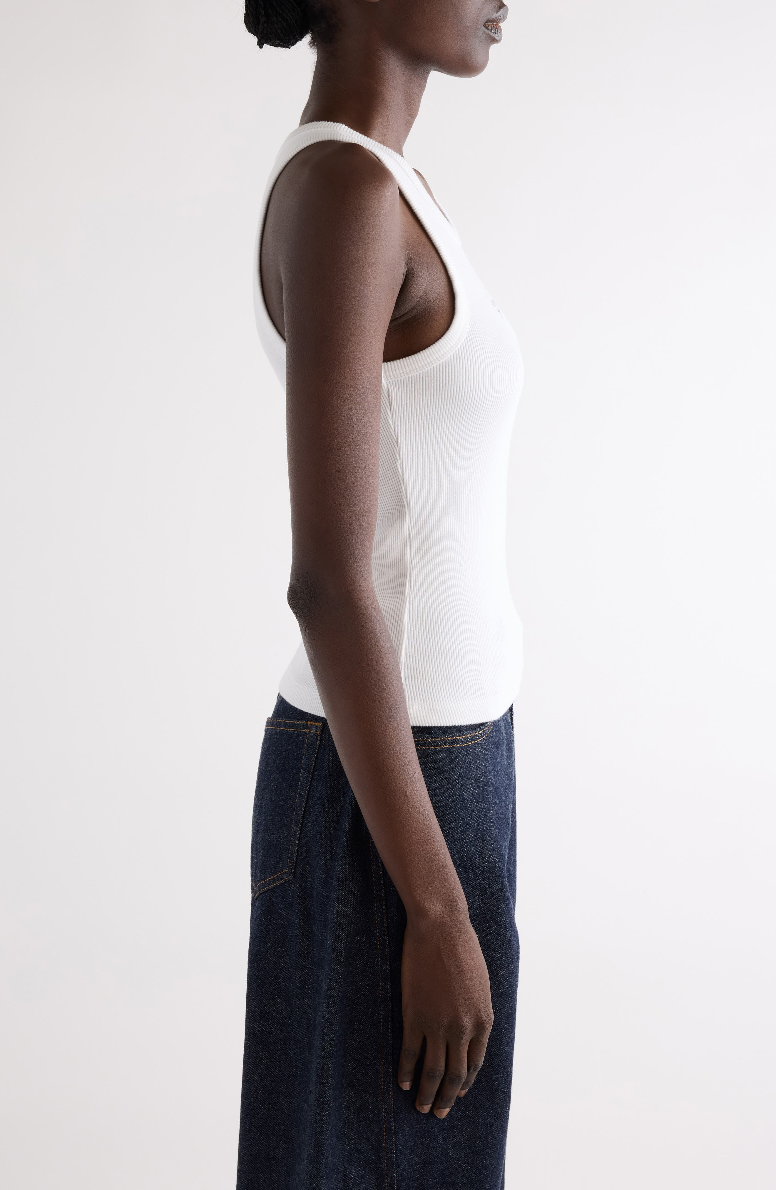 Givenchy Logo Wool & Silk Rib Tank in White at Nordstrom - 4