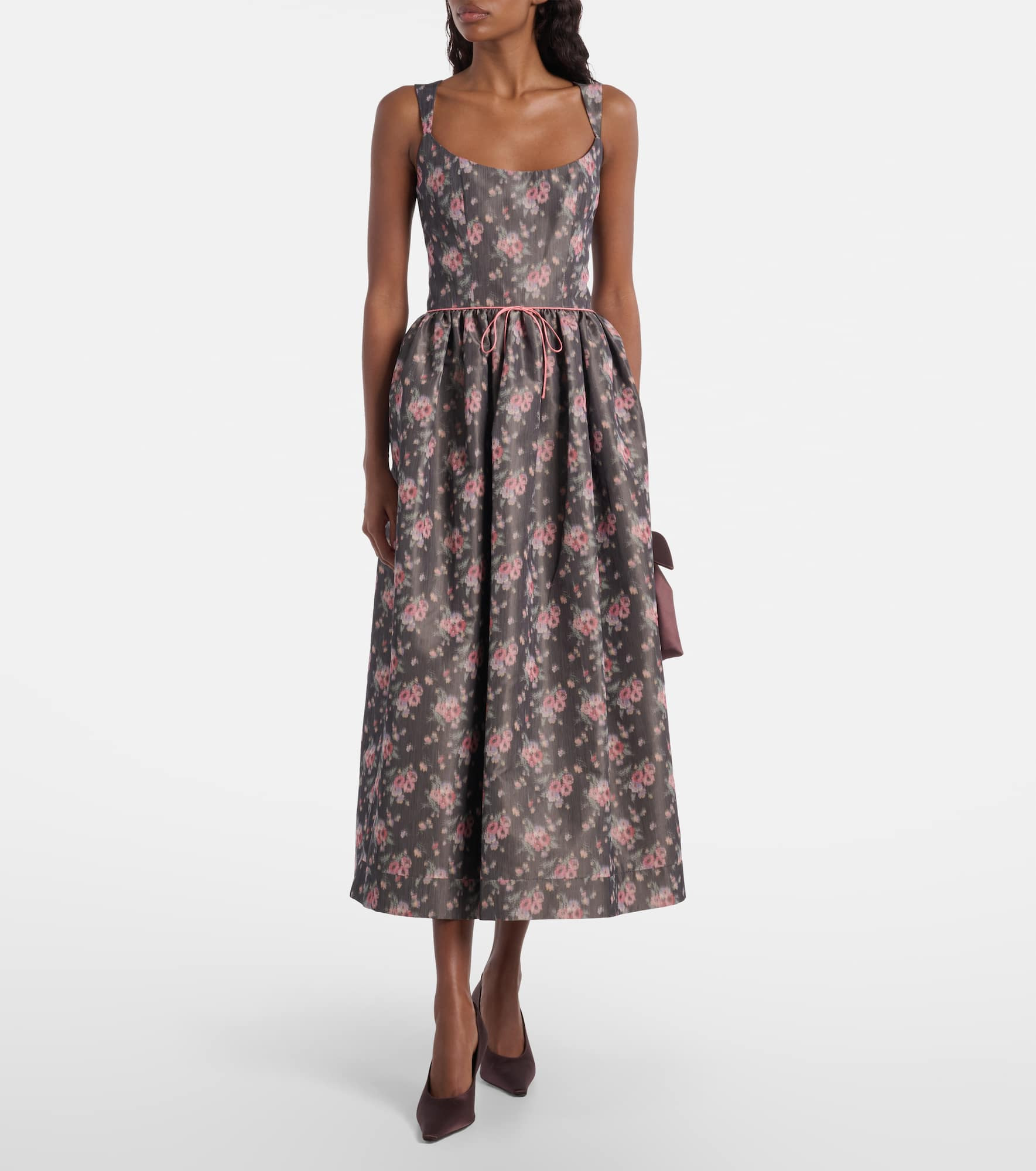 Apple floral taffeta corset midi dress - 2