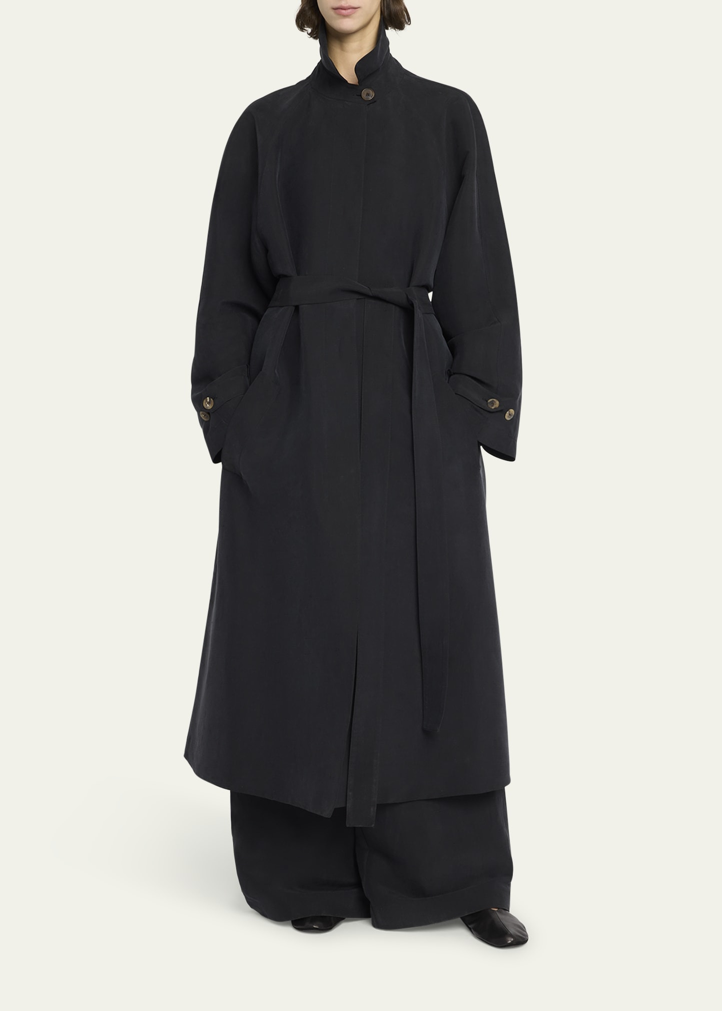 Ryo Beled Long Silk Trench Coat - 2